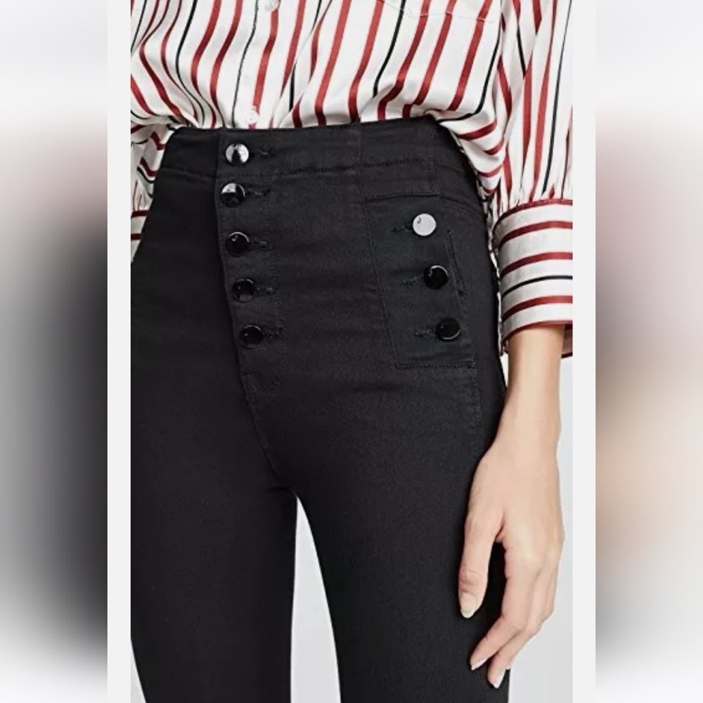 J Brand sz 31 ultra high rise Natasha true black skinny jeans button accents